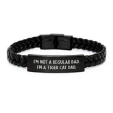 Funny Tiger Cat Dad Interlaced Leather Bracelet Gifts from Men to Tiger Cat Friends Birthday Unique Gifts - Image 1